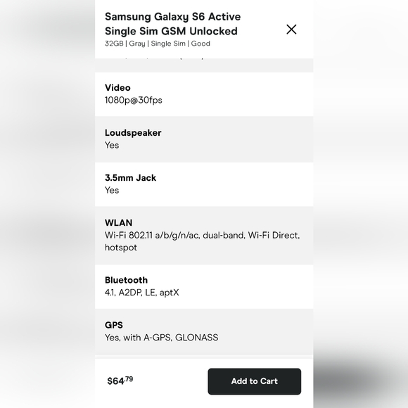GUC Samsung Galaxy S6 Active 32GB AT&T phone - Picture 7 of 9